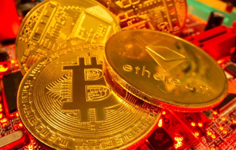 State-of-the-art Bitcoin mining rig operating in a high-tech facility